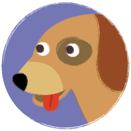 Illustration of a dog's face.