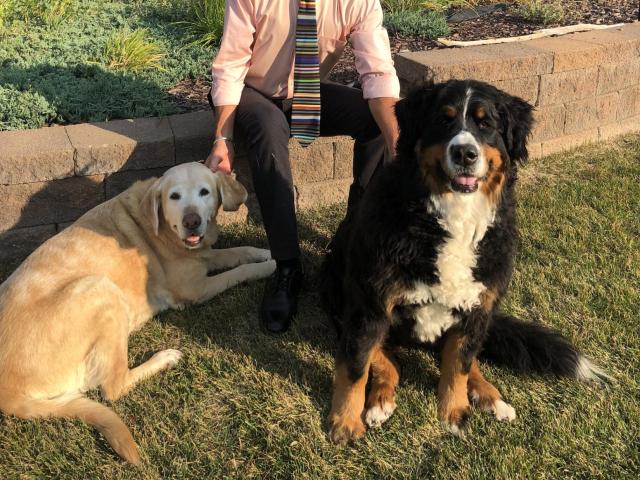 Dean Mark Stetter with two dogs